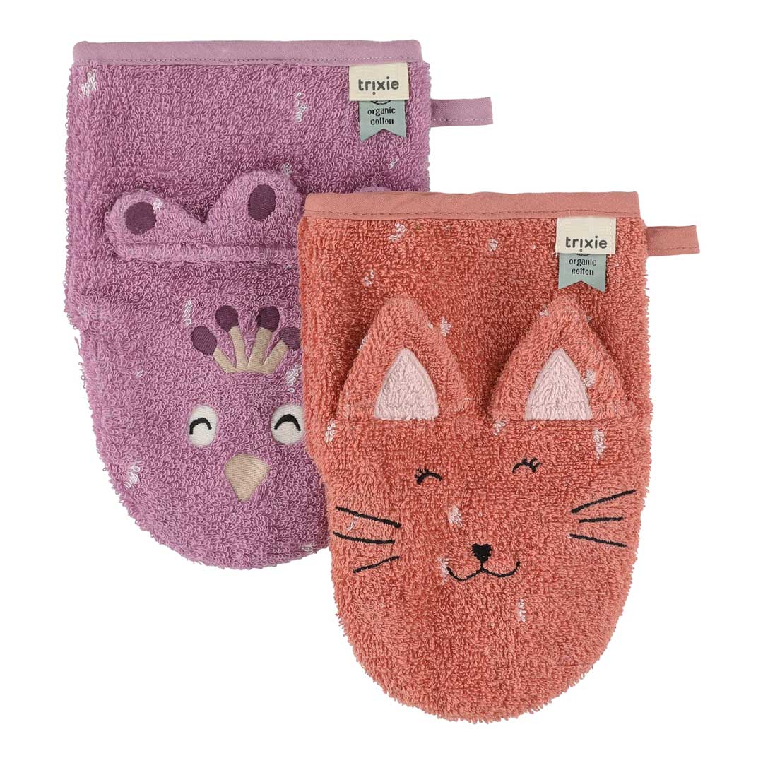 Washcloths 2-pack | Mrs. Cat - Mrs. Peacock