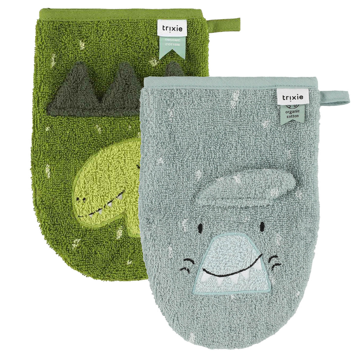 Washcloths 2-pack | Mr. Shark - Mr. Dino