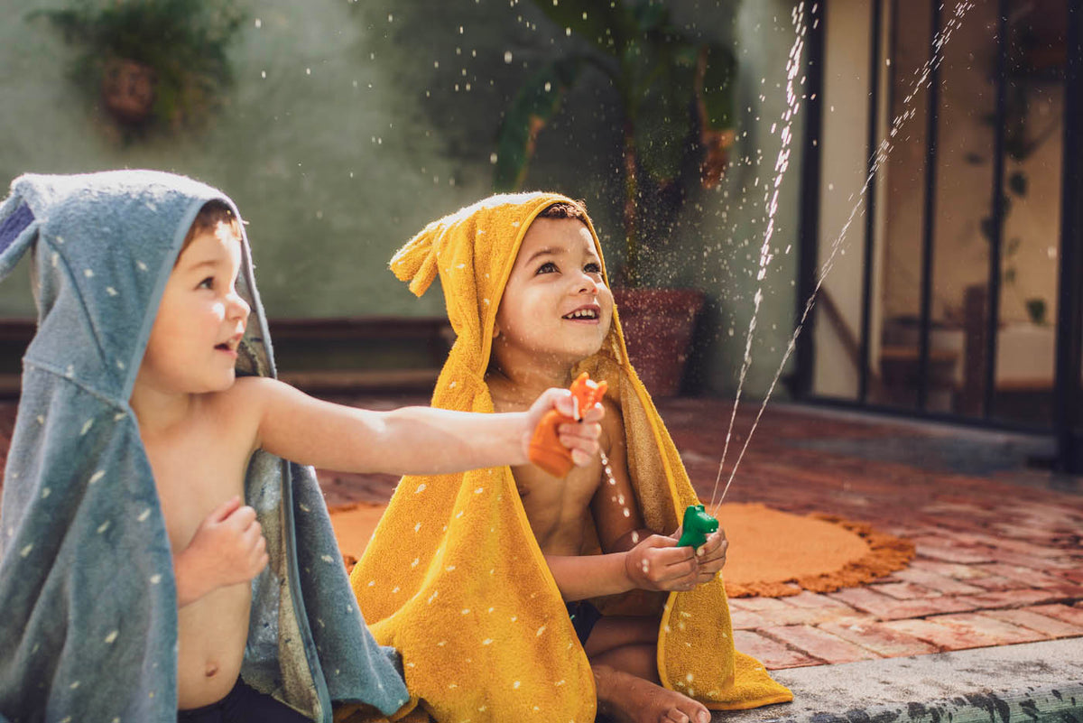 Trixie hooded towel Mrs. Elephant and Mr. Lion