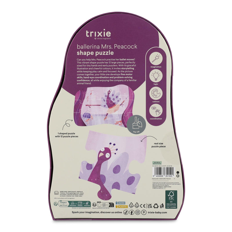Shape puzzle - Ballerina Mrs. Peacock - 12 pcs - FSC MIX 100%