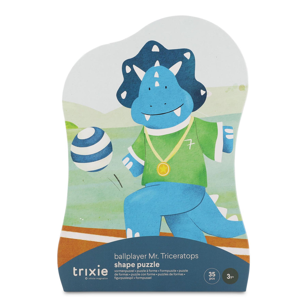 Shape puzzle - Ballplayer Mr. Triceratops - 35 pcs - FSC MIX 100%
