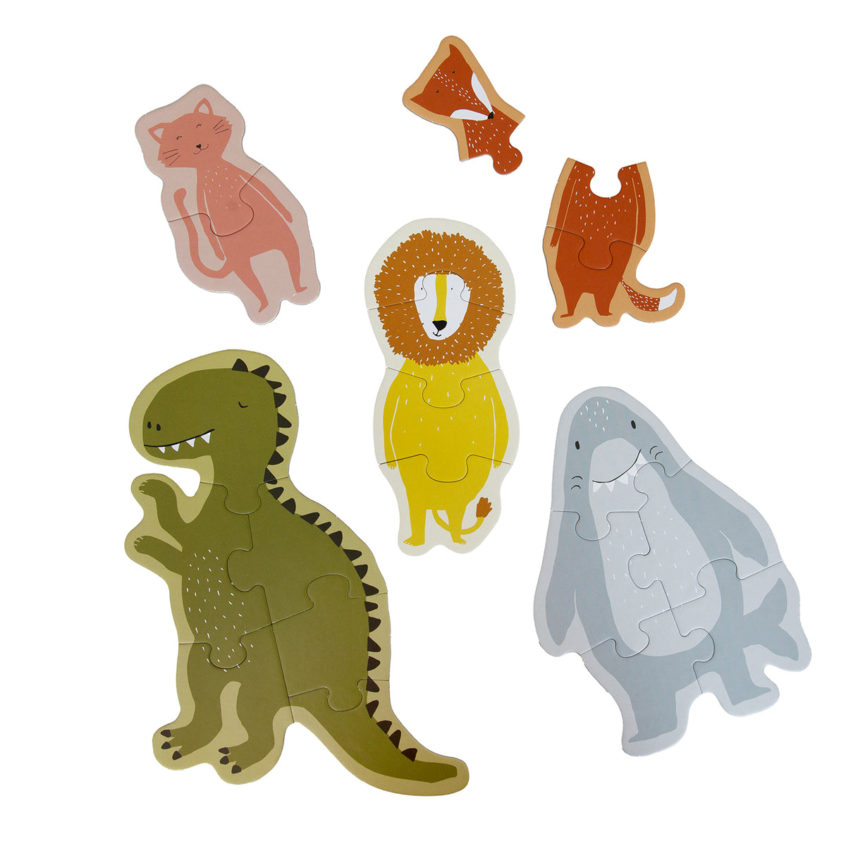 Puzzle box - Big and small animals - 5 puzzles - FSC MIX 100%