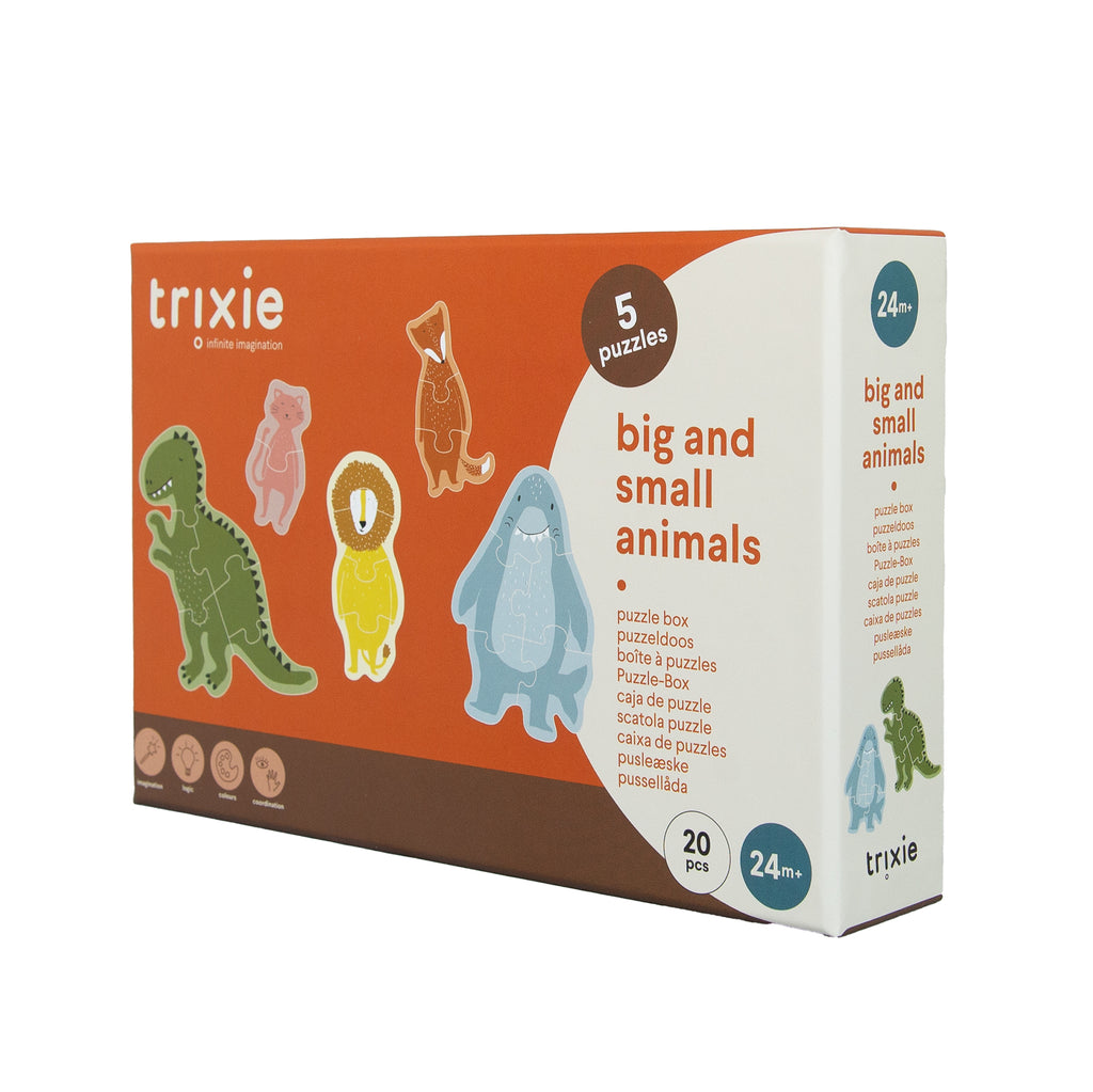 Puzzle box - Big and small animals - 5 puzzles - FSC MIX 100%