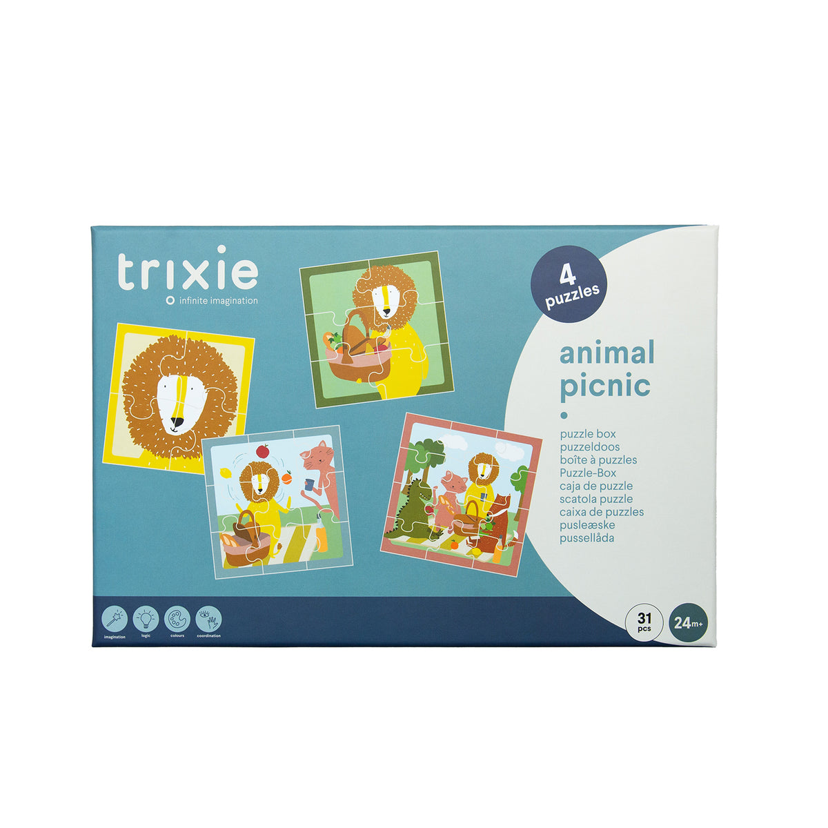 Puzzle box - Animal picnic - 4 puzzles - FSC MIX 100%