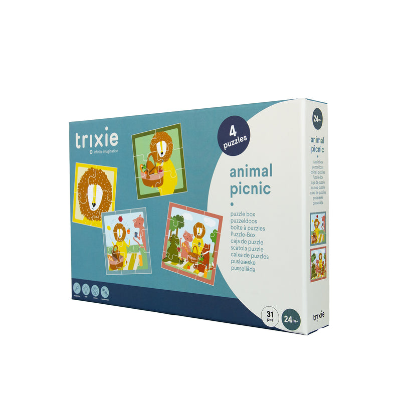 Puzzeldoos - Dieren picknick - 4 puzzels