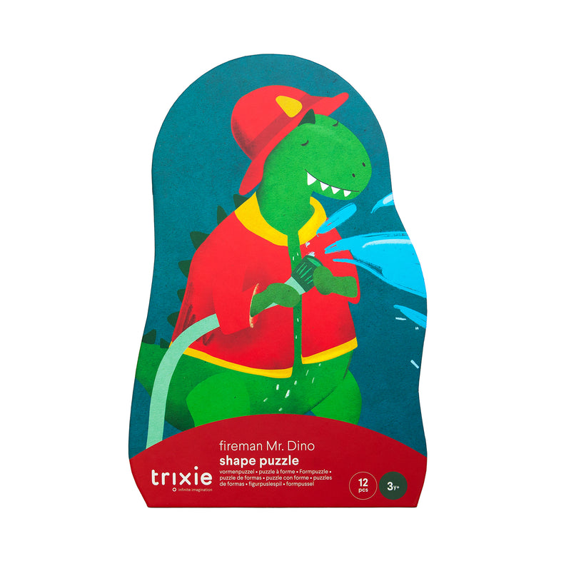 Shape puzzle - Fireman Mr. Dino - 12 pcs - FSC MIX 100%