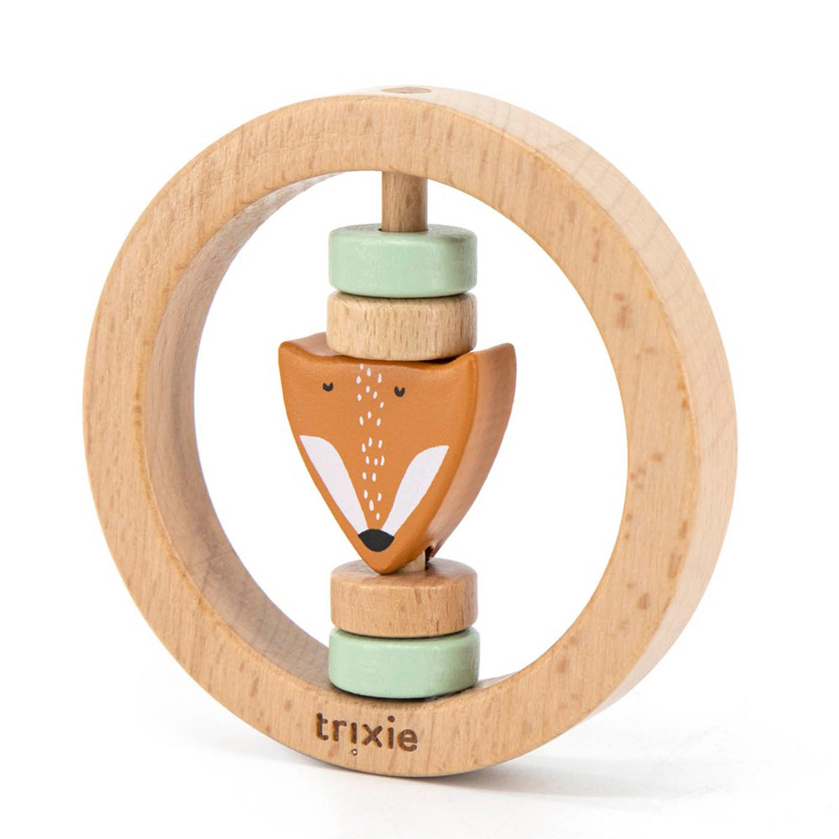 Wooden round rattle - Mr. Fox - FSC 100%