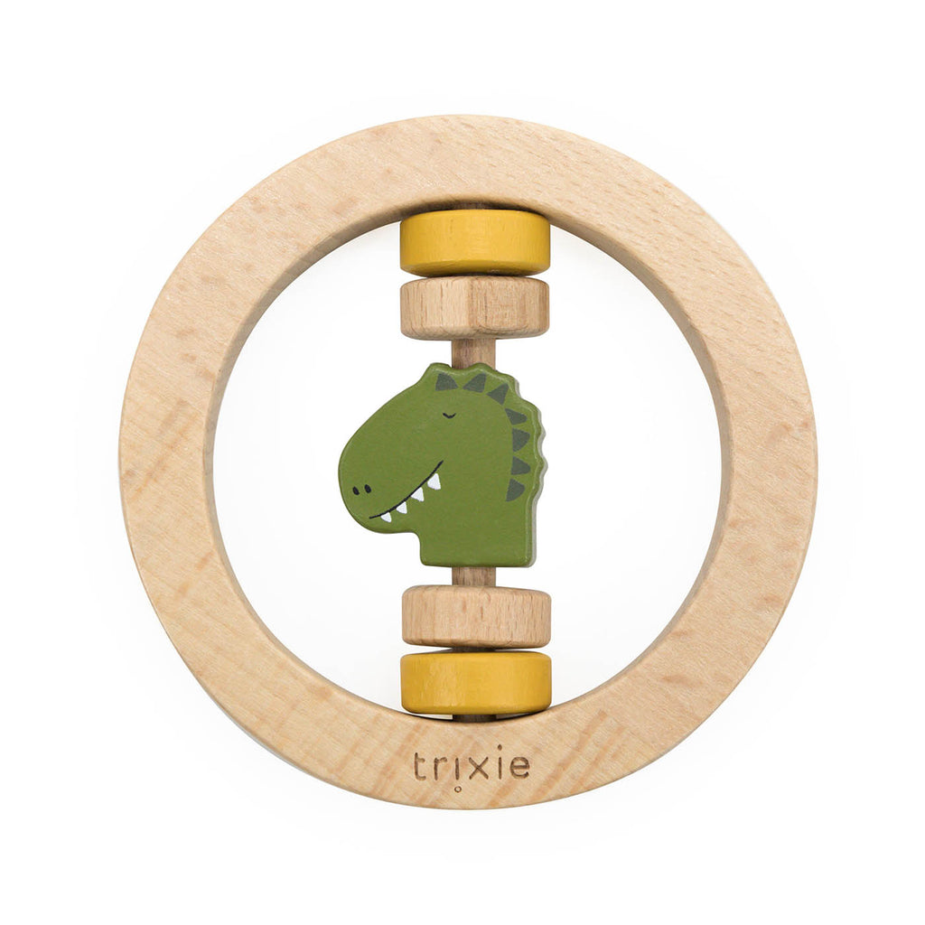 Wooden round rattle - Mr. Dino - FSC 100%