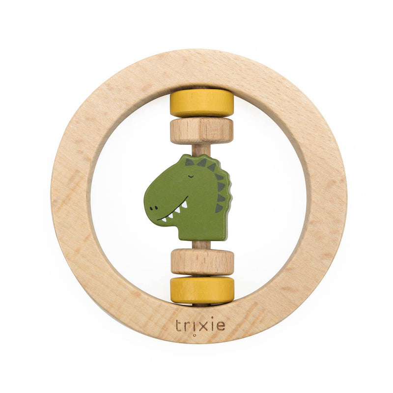 Wooden round rattle - Mr. Dino - FSC 100%