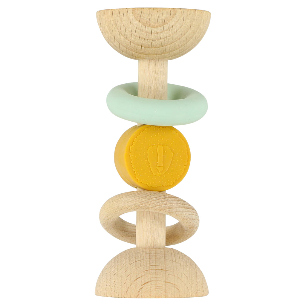 Wooden silicone rattle - Mr. Lion - FSC 100%