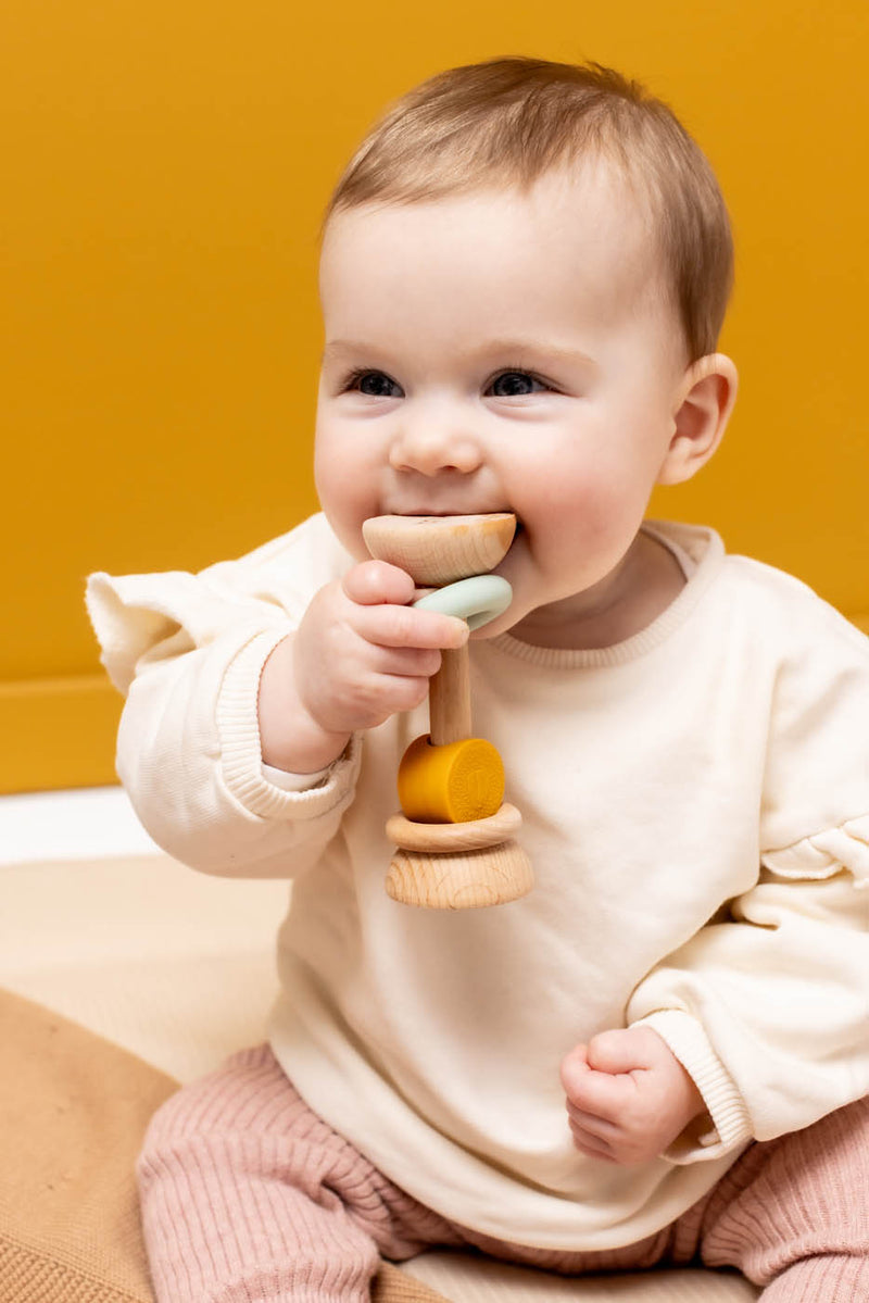 Wooden silicone rattle - Mr. Lion - FSC 100%