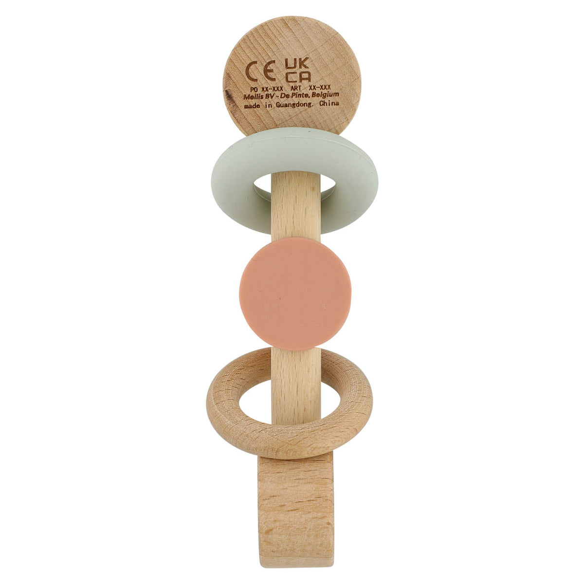 Wooden silicone rattle - Mrs. Cat - FSC 100%