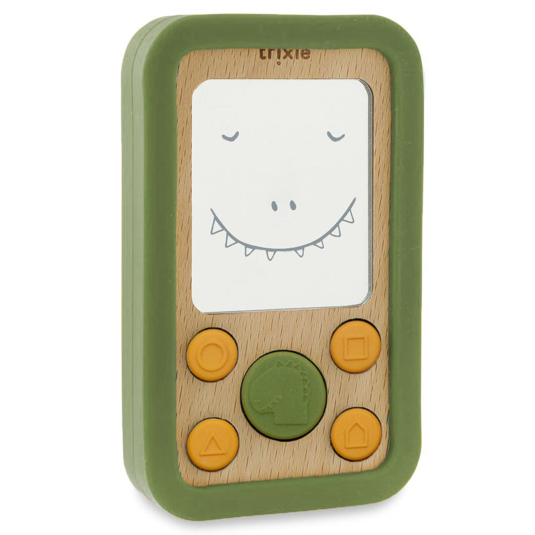 Wooden silicone baby phone - Mr. Dino - FSC 100%