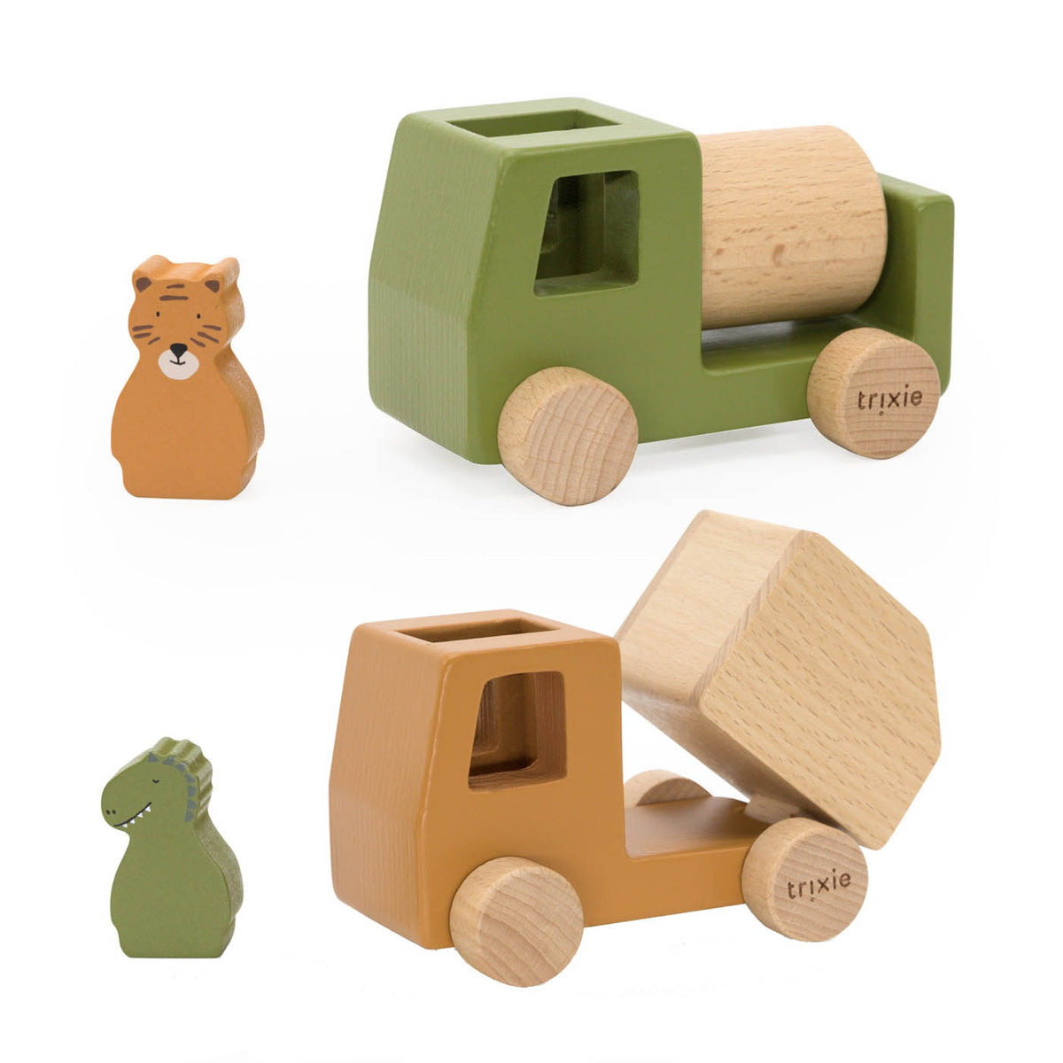 Wooden animal construction cars set - FSC 100%