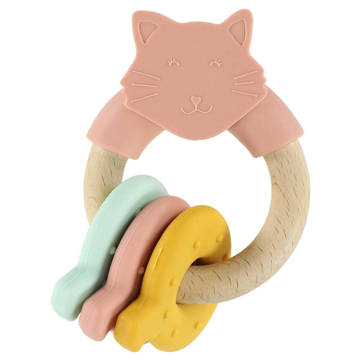 Wooden silicone activity ring - Mrs. Cat - FSC 100%