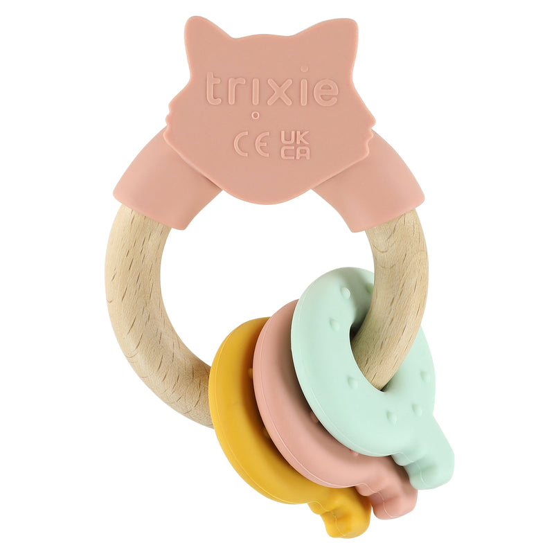 Wooden silicone activity ring - Mrs. Cat - FSC 100%