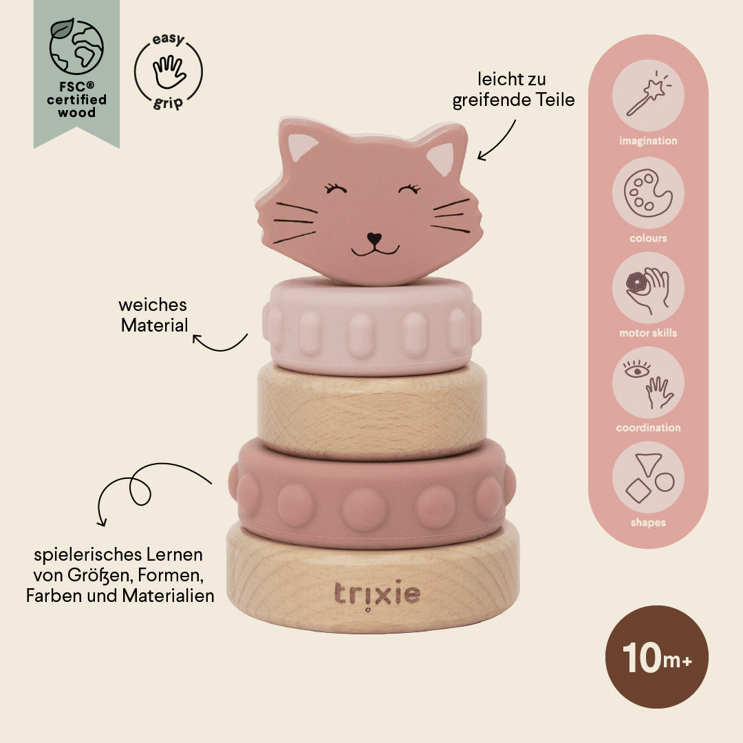 Torre apilable de madera y silicona - Mrs. Cat