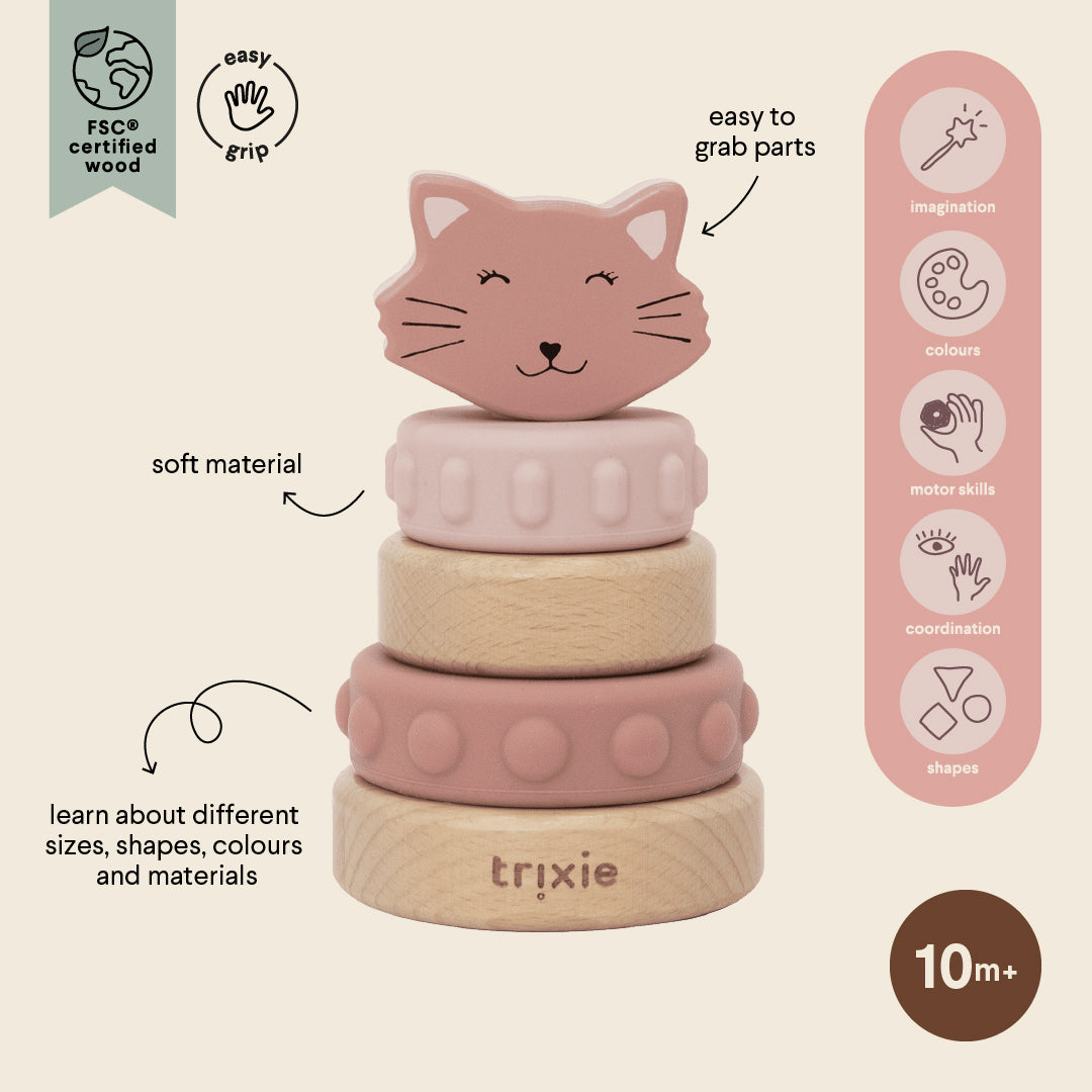 Torre apilable de madera y silicona - Mrs. Cat