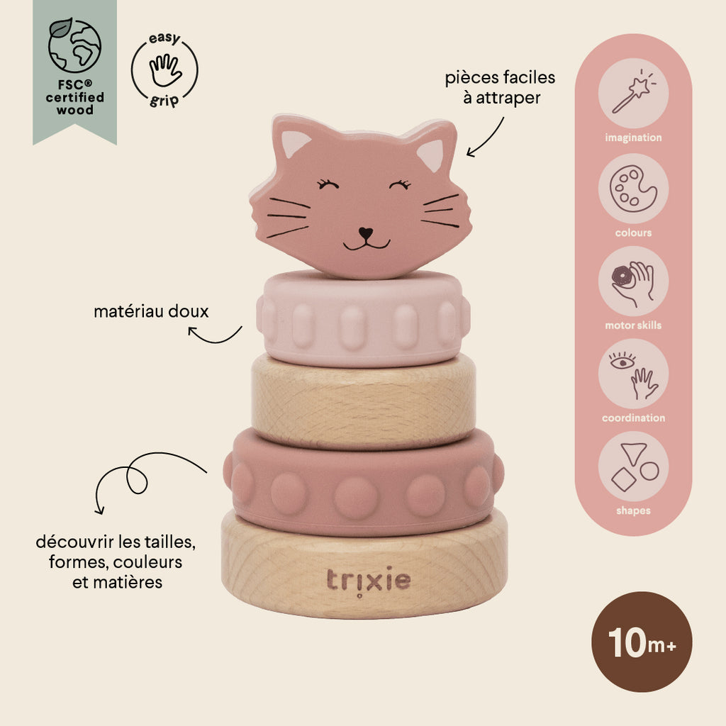 Torre apilable de madera y silicona - Mrs. Cat