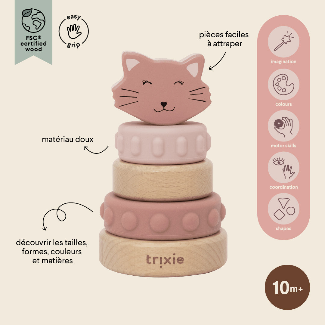 Torre apilable de madera y silicona - Mrs. Cat