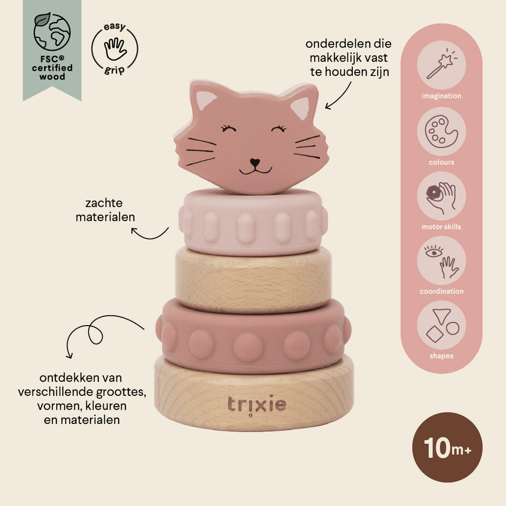Torre apilable de madera y silicona - Mrs. Cat