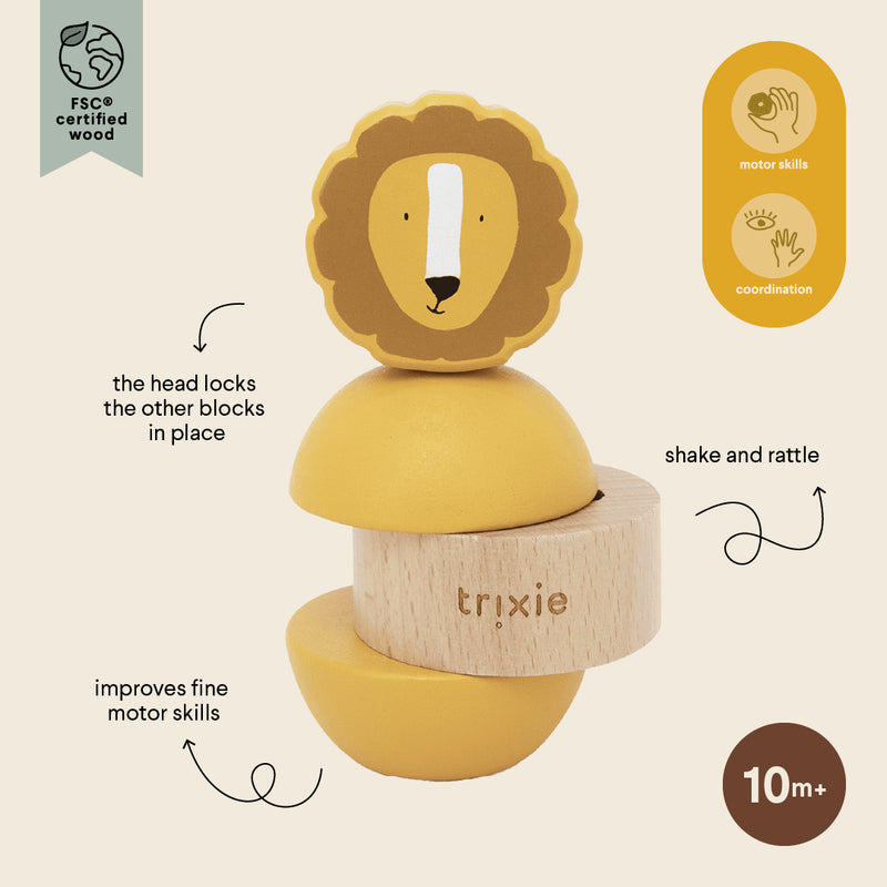 Wooden rattle stacker - Mr. Lion - FSC 100%
