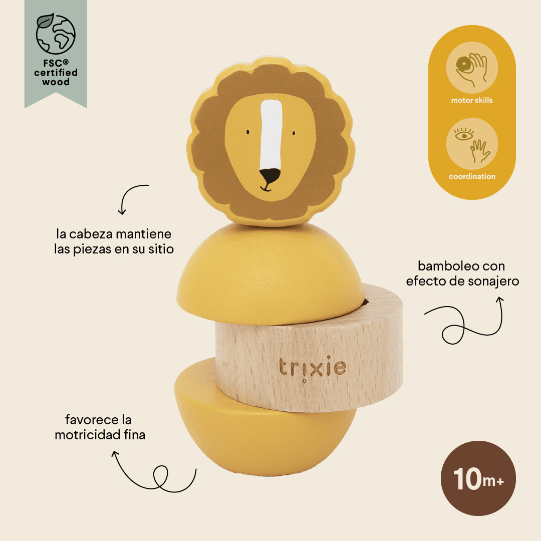 Wooden rattle stacker - Mr. Lion - FSC 100%