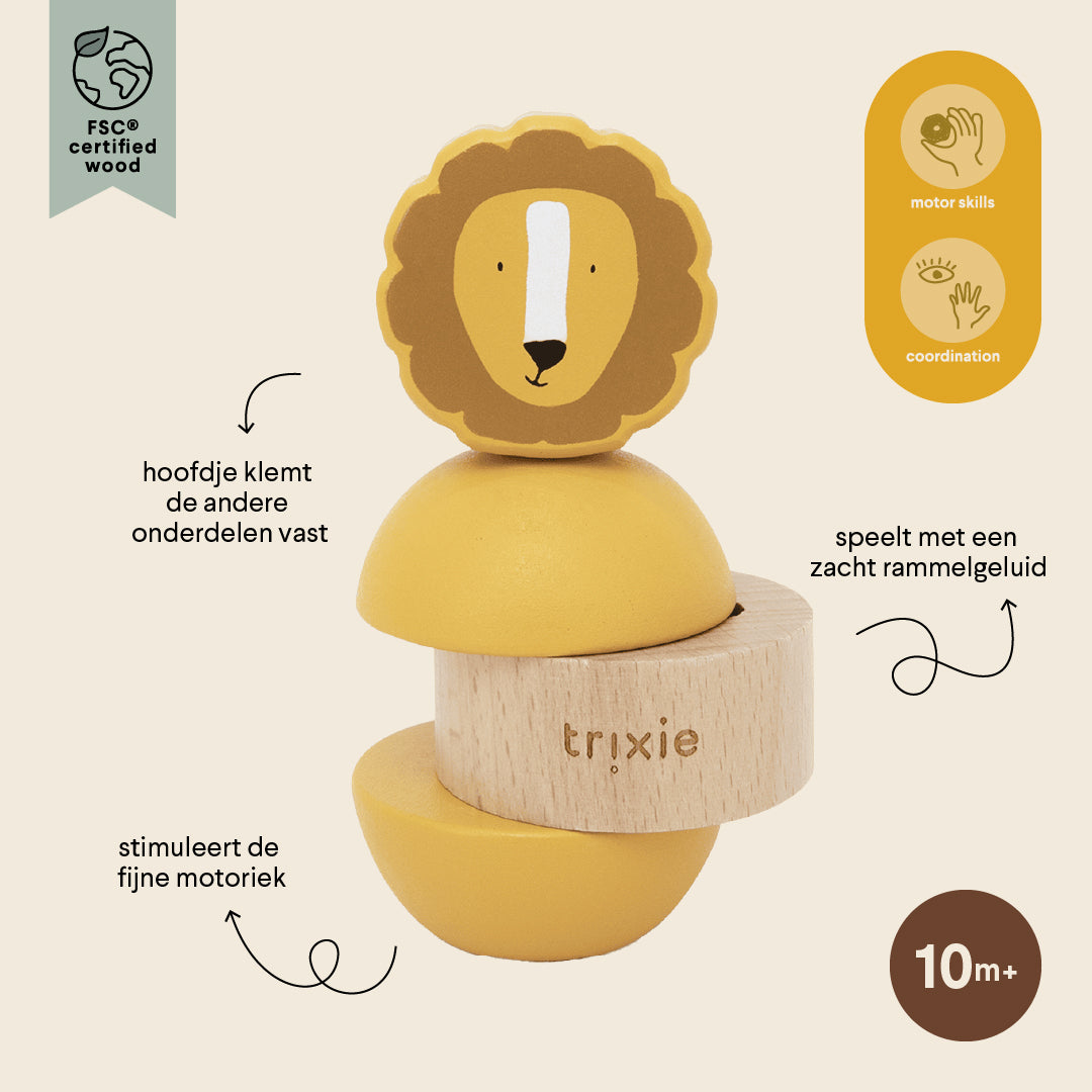 Wooden rattle stacker - Mr. Lion - FSC 100%