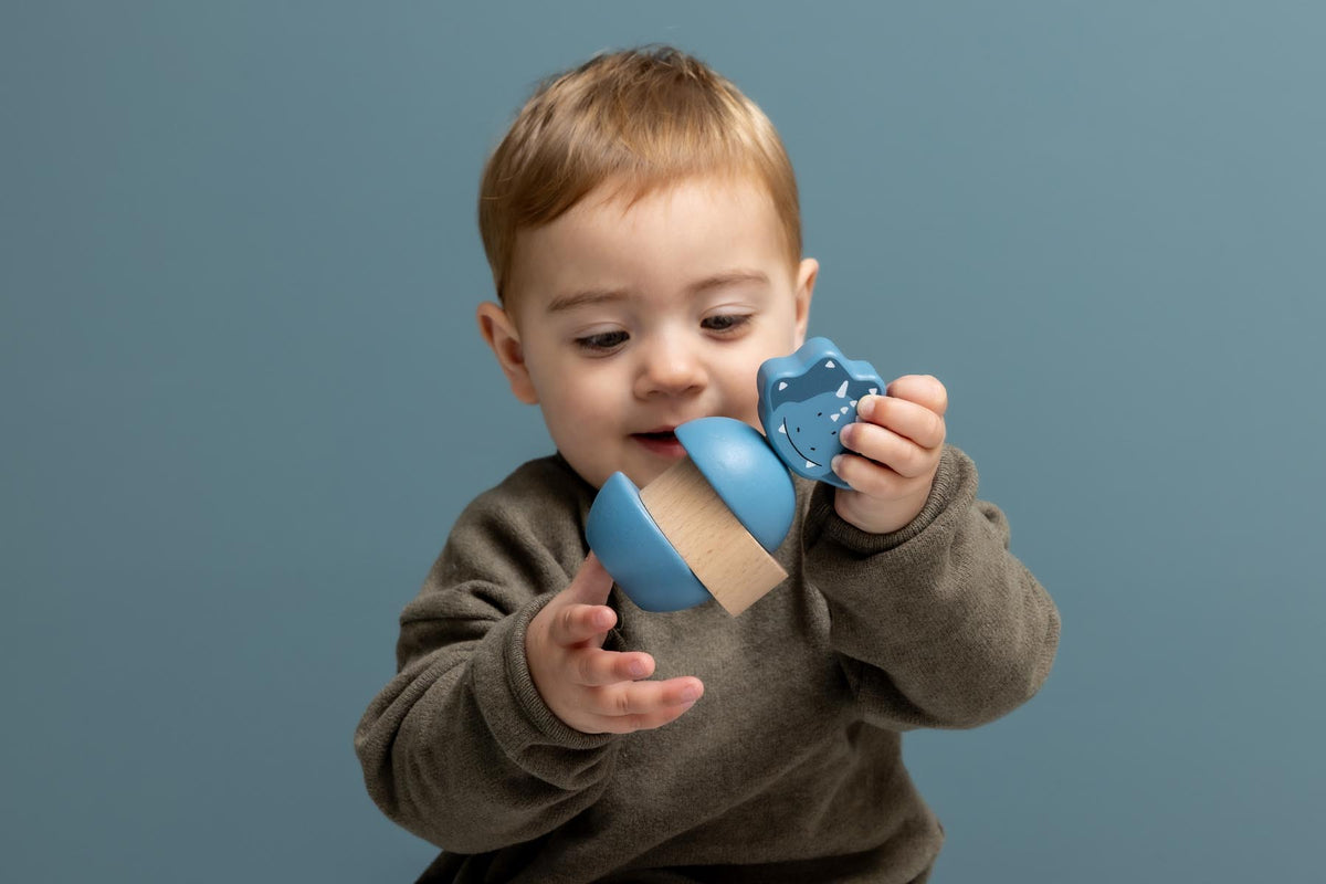 Wooden rattle stacker - Mr. Triceratops - FSC 100%