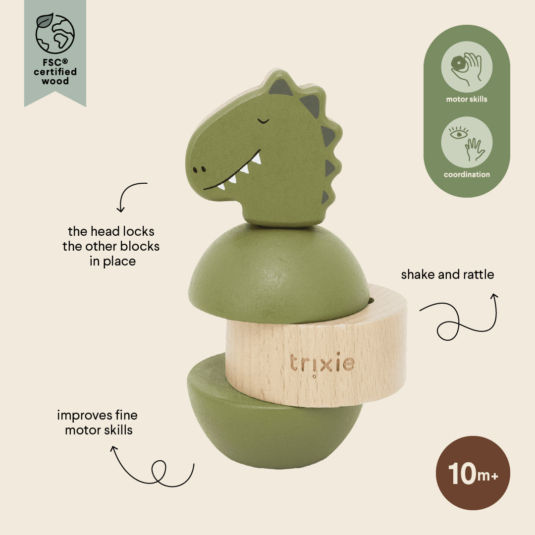 Wooden rattle stacker - Mr. Dino - FSC 100%