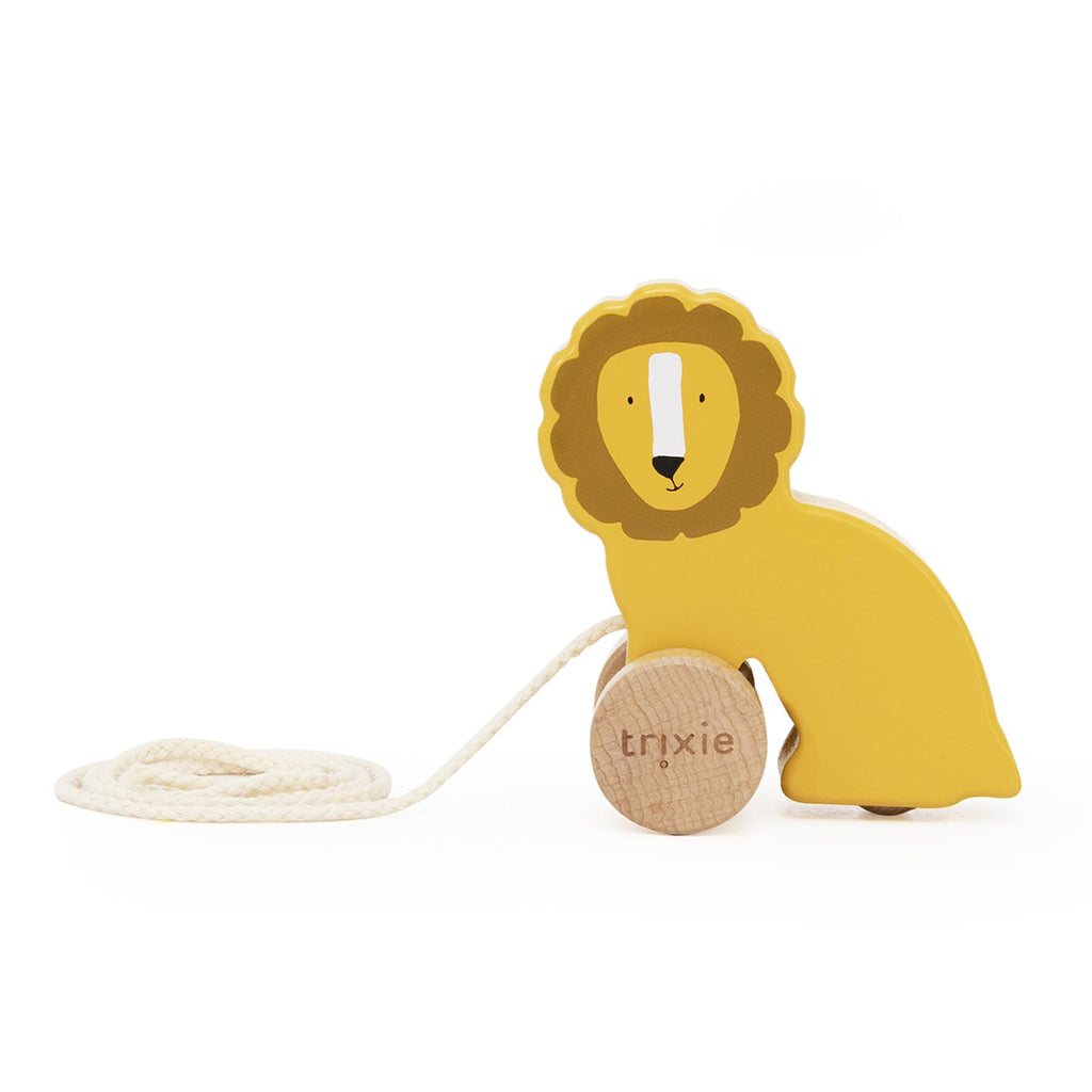 Wooden small pull along toy - Mr. Lion - FSC 100%