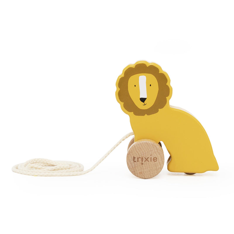Wooden small pull along toy - Mr. Lion - FSC 100%