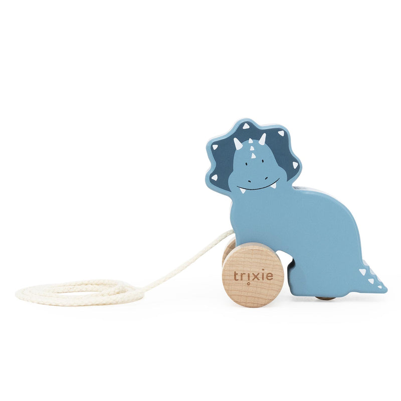 Wooden small pull along toy - Mr. Triceratops - FSC 100%