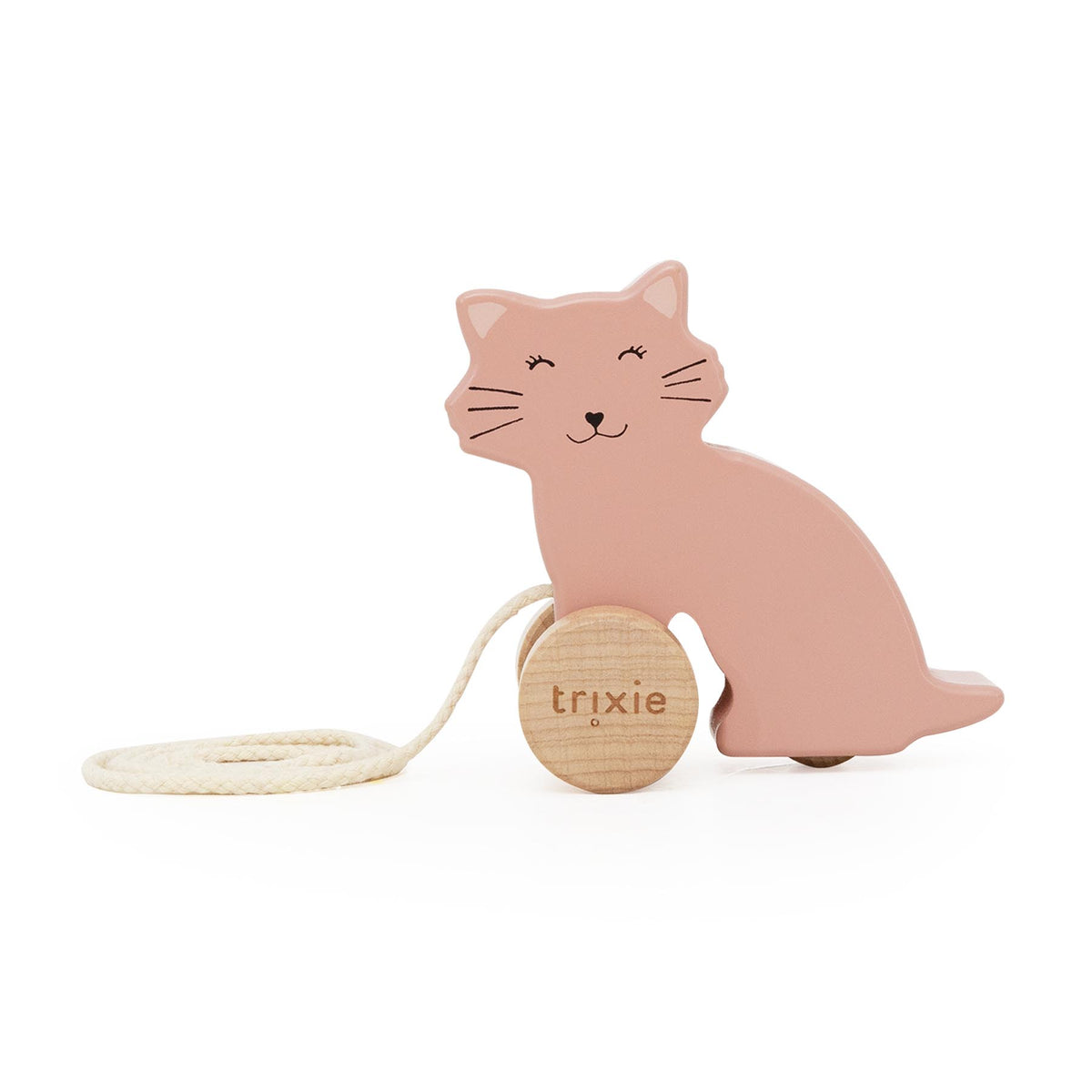 Wooden small pull along toy - Mrs. Cat - FSC 100%