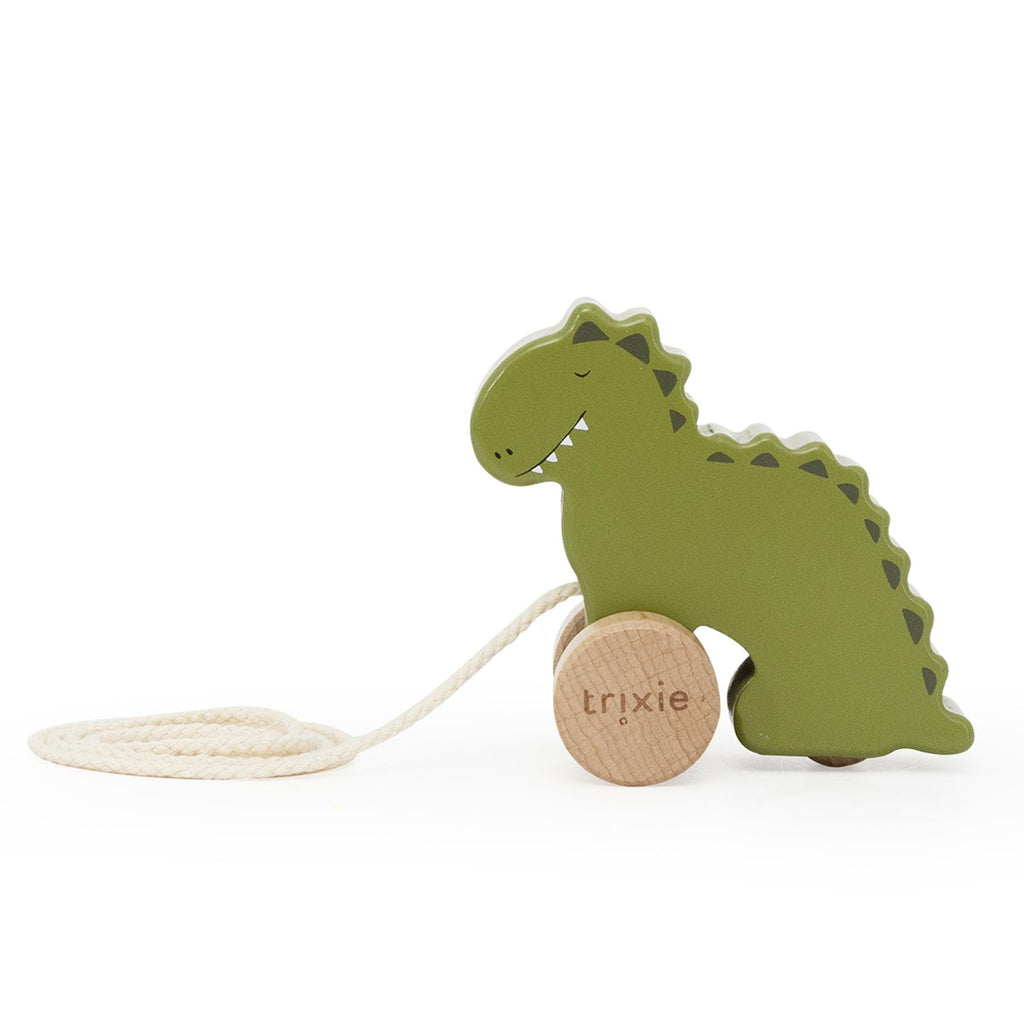 Wooden small pull along toy - Mr. Dino - FSC 100%