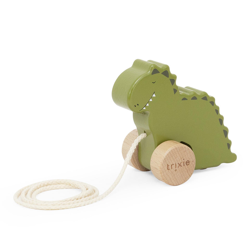 Wooden small pull along toy - Mr. Dino - FSC 100%