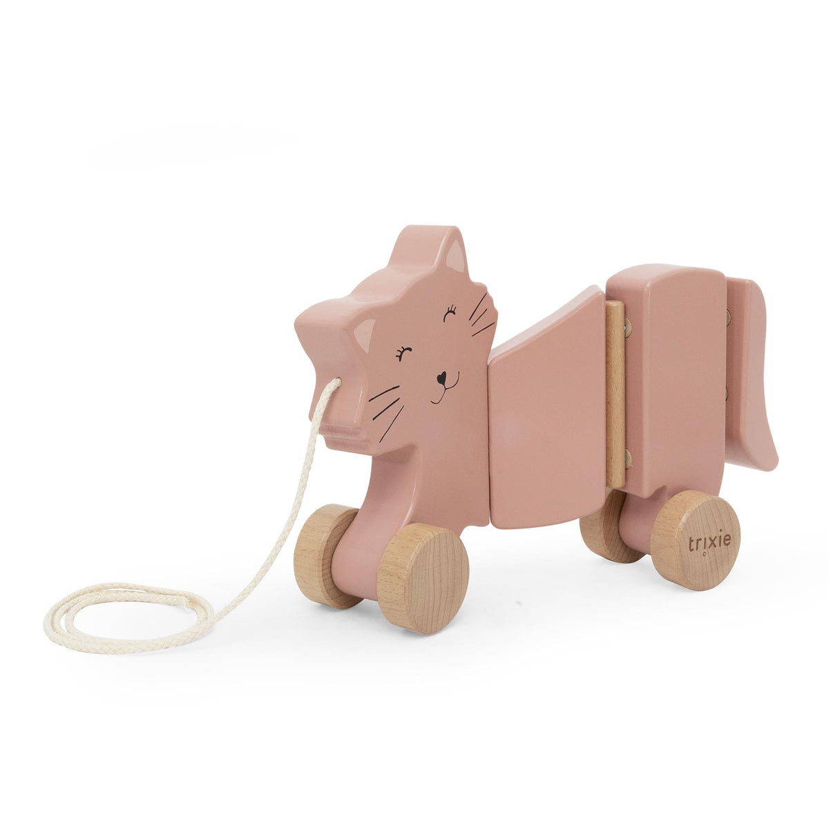 Wooden wiggle pull along toy - Mrs. Cat - FSC 100%