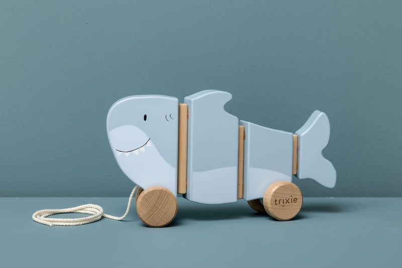 Wackel-Nachziehtier aus Holz - Mr. Shark