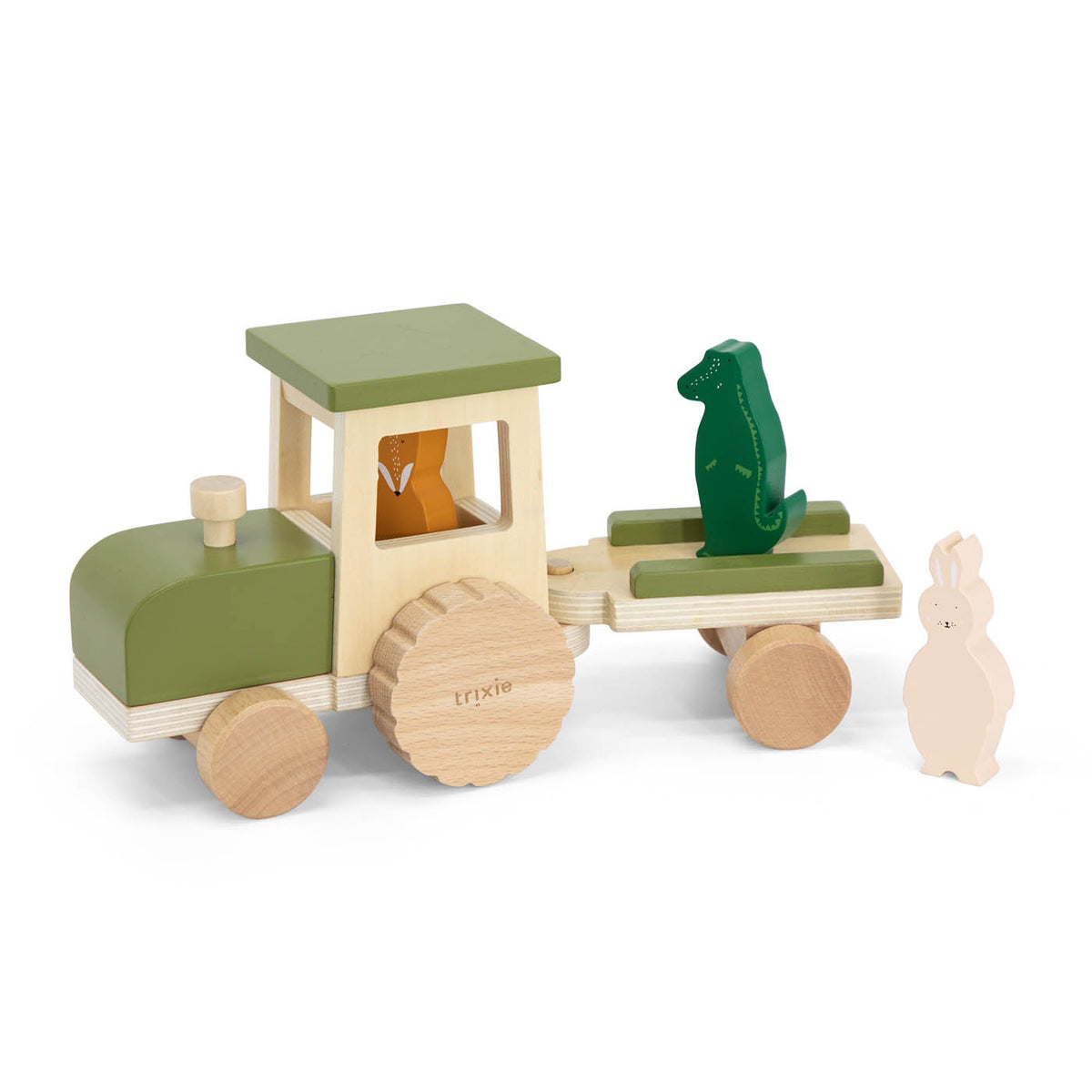 Wooden tractor with trailer - FSC 100%