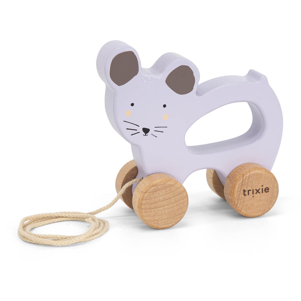 Wooden pull along toy - Mrs. Mouse - FSC 100%