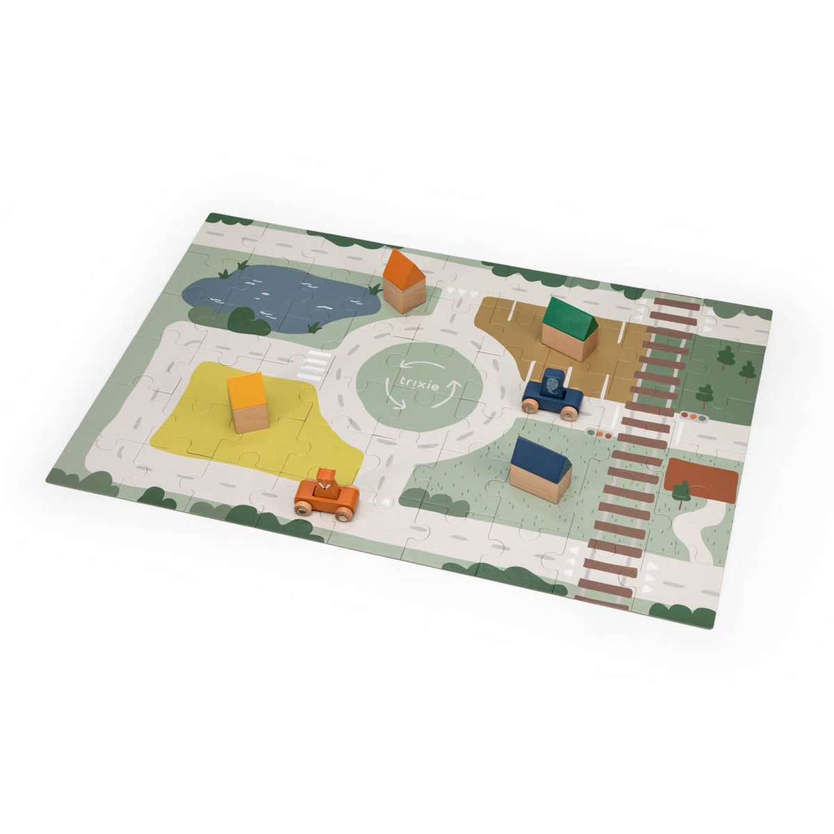 Wooden road puzzle with accessories - FSC 100%