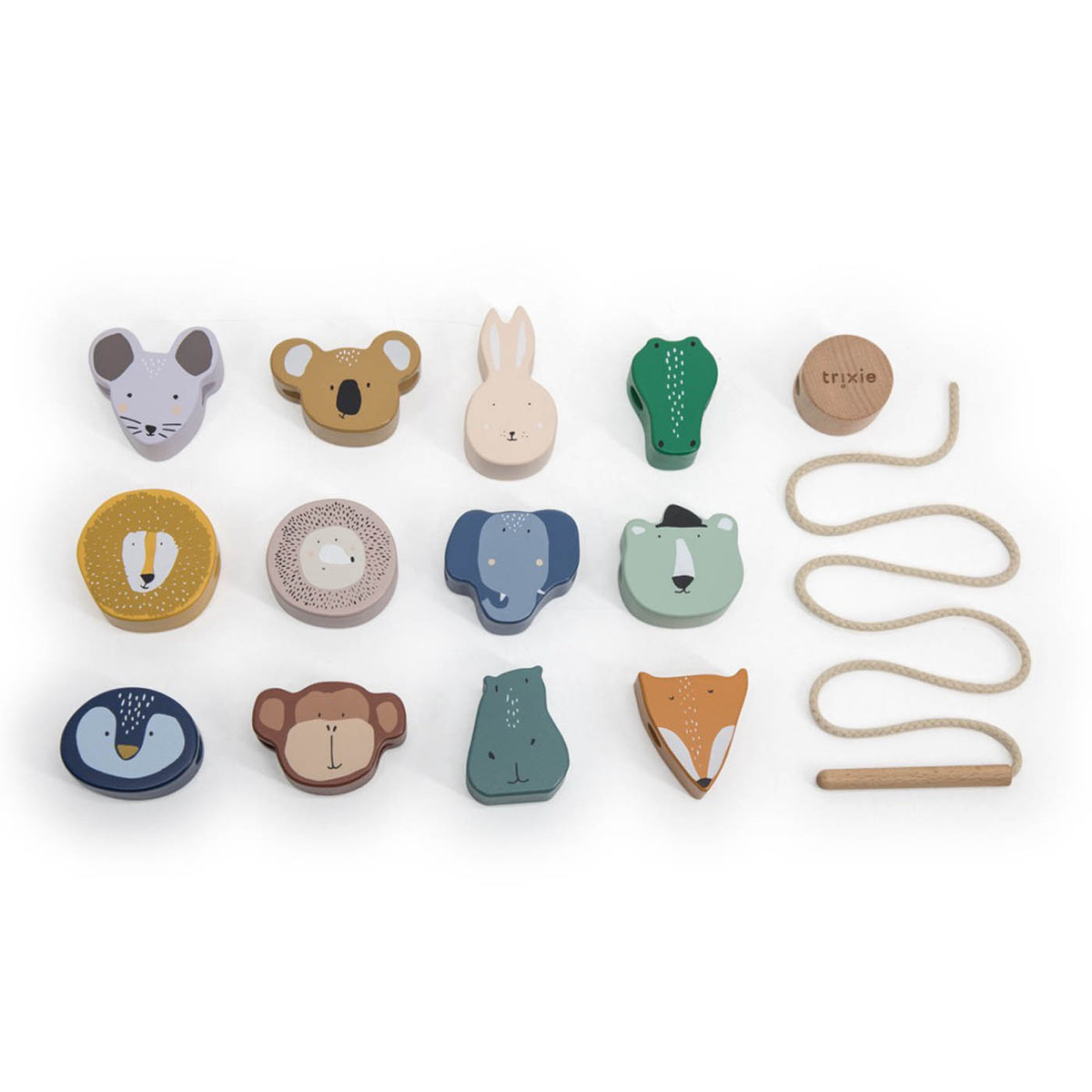 Wooden animal lacing beads - FSC 100%