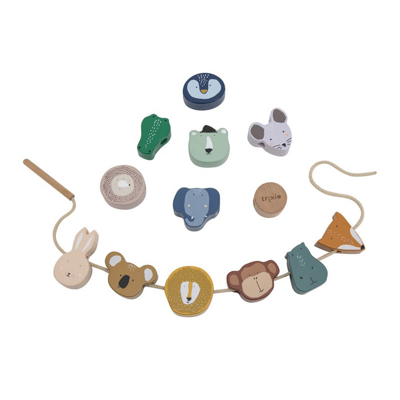 Wooden animal lacing beads - FSC 100%