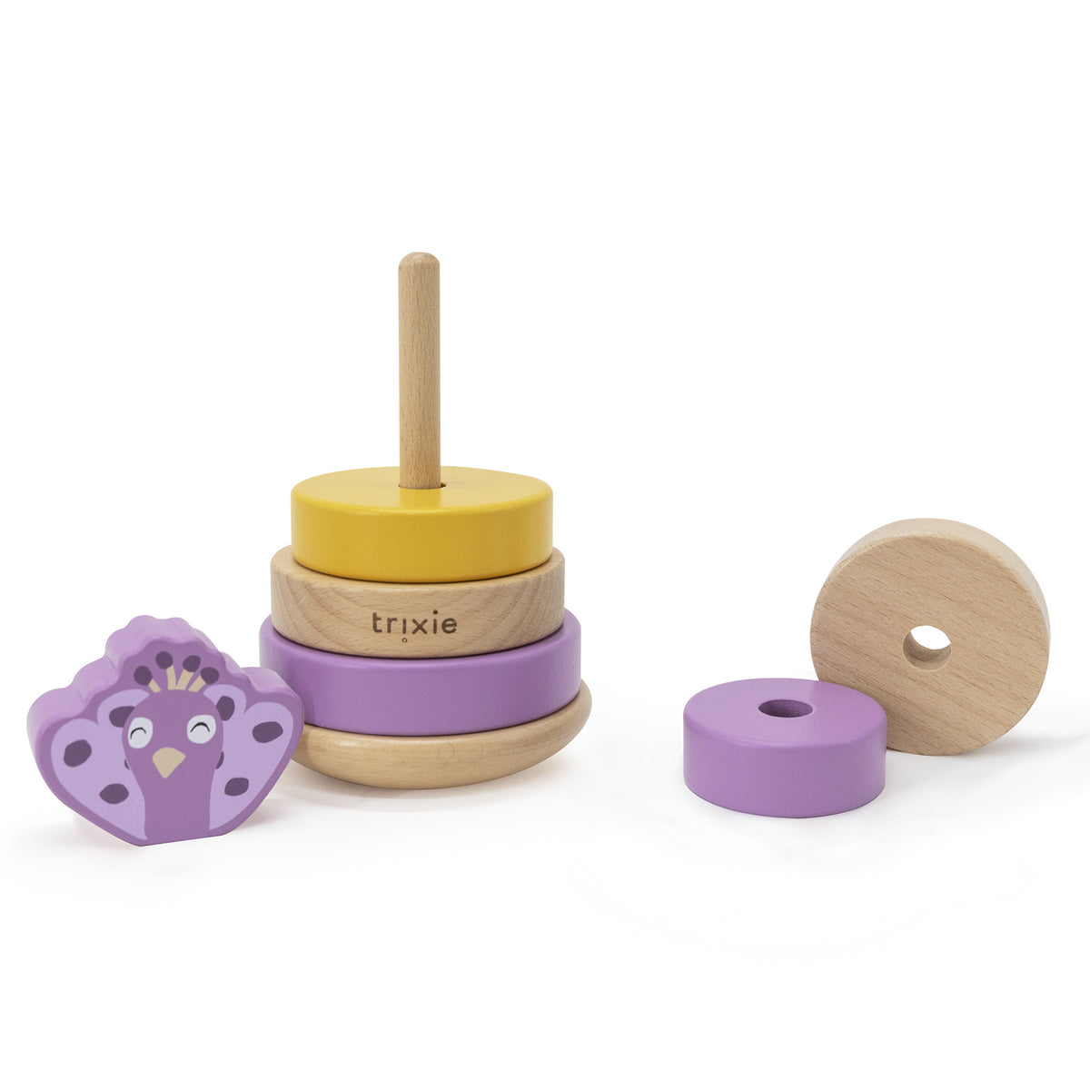 Wooden stacking toy - Mrs. Peacock - FSC 100%