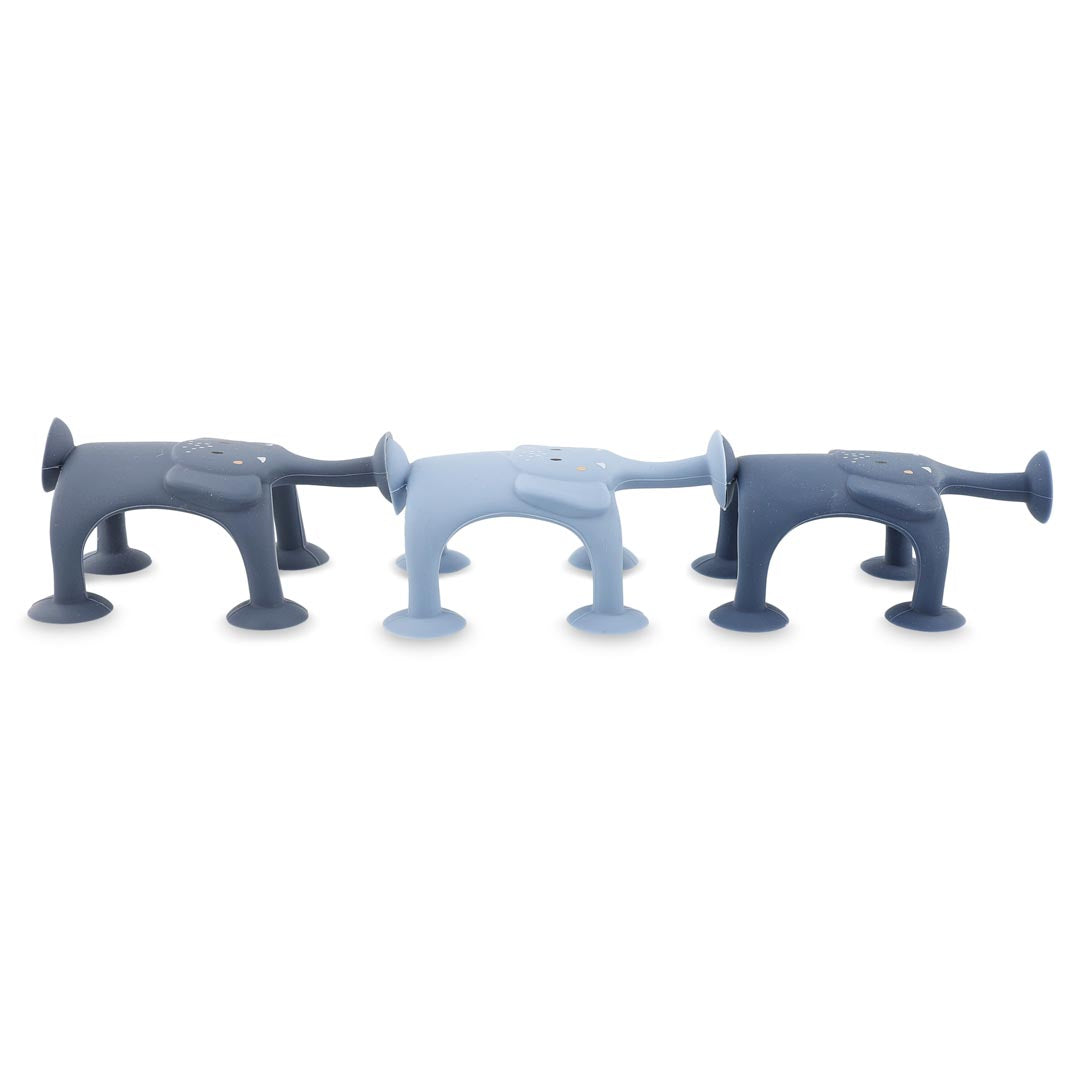 Animal suction game - 3pcs - Mrs. Elephant's family blue