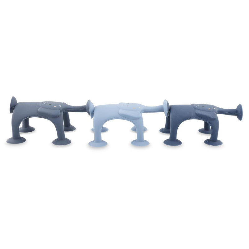 Animal suction game - 3pcs - Mrs. Elephant's family blue
