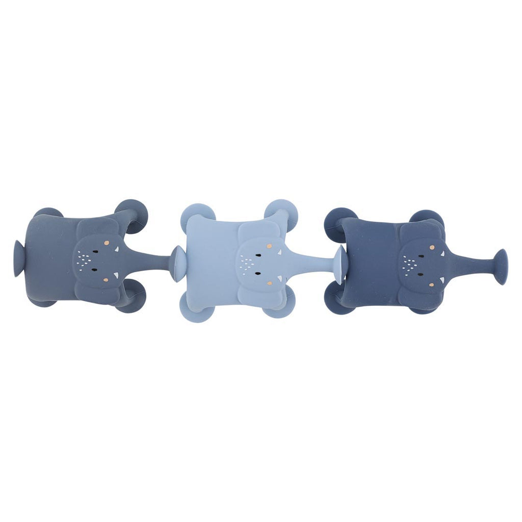 Animal suction game - 3pcs - Mrs. Elephant's family blue