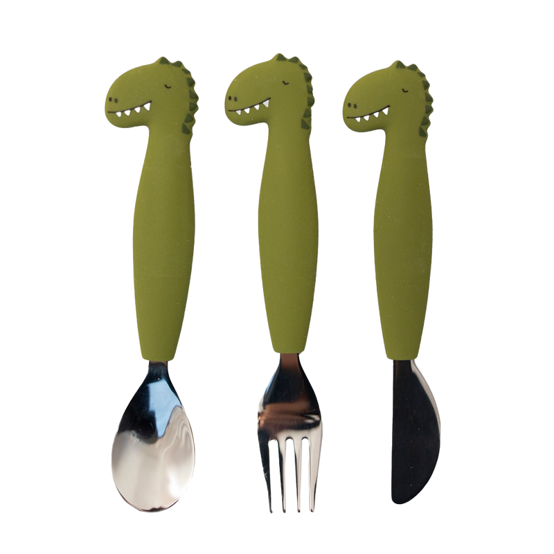 Silicone cutlery set 3-pack - Mr. Dino