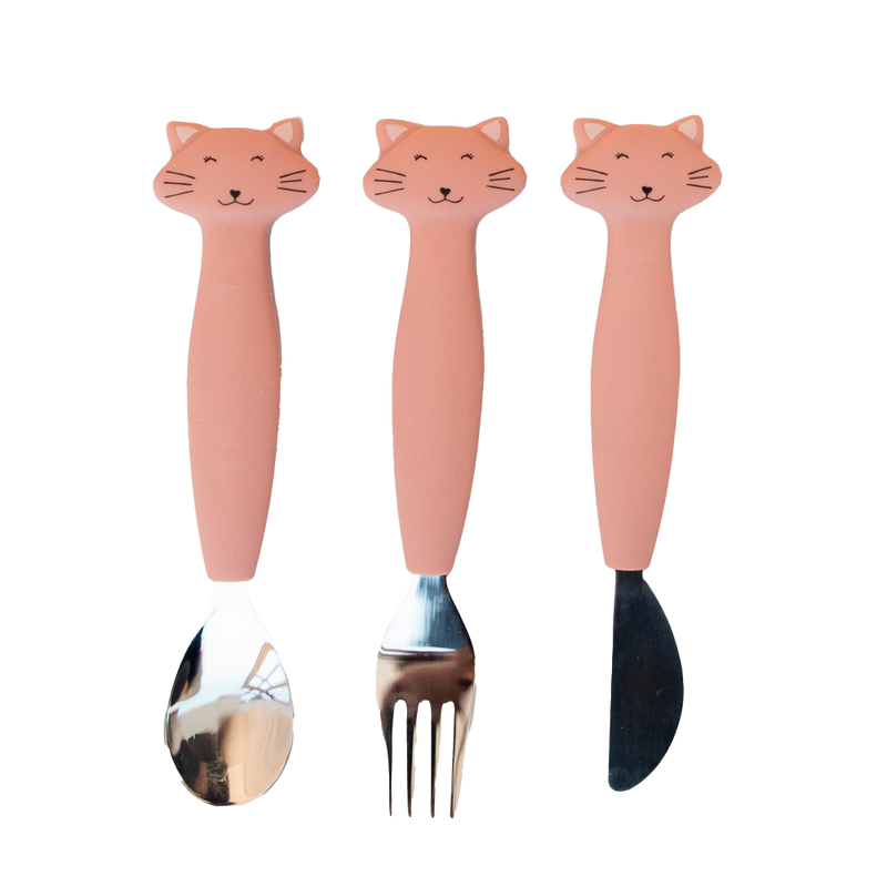 Kinderbesteck Set aus Silikon 3-teilig - Mrs. Cat