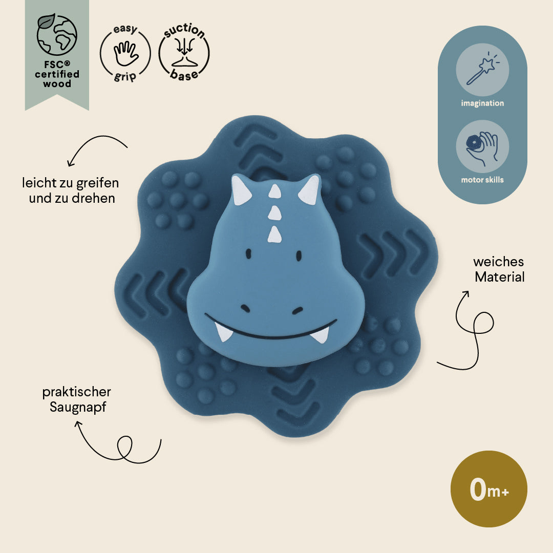 Spinner de silicona con ventosa - Mr. Triceratops